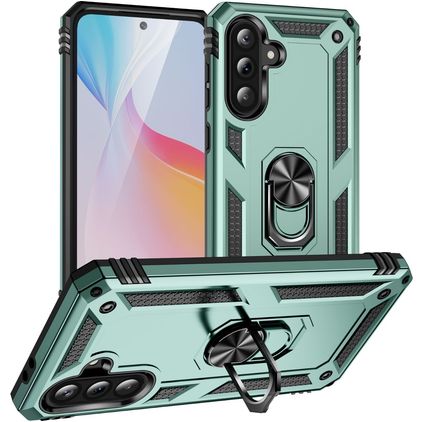 Mobigear Armor ring Samsung Galaxy A36 Hoesje Hardcase Backcover Shockproof met Ringhouder - Groen