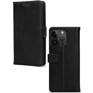 Mobilize Wallet iPhone 14 Pro Hoesje Echt Leer Bookcase Portemonnee - Zwart