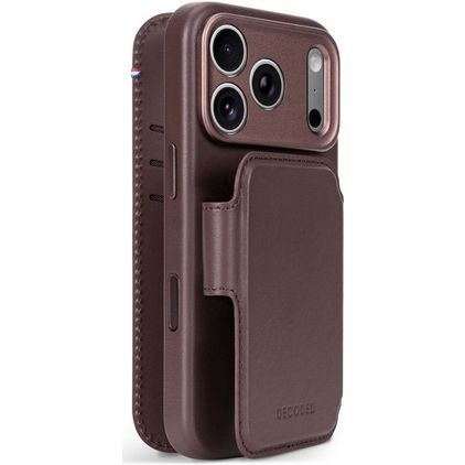 Decoded Detachable Wallet iPhone 18 Pro MagSafe Hoesje Echt Leer Uitneembare 2in1 Bookcase Portemonnee - Chocolat Brown