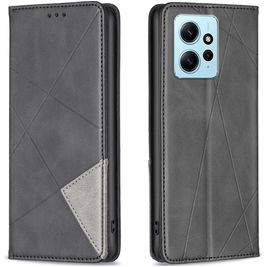 Mobigear Rhombus Slim Xiaomi Redmi Note 12 Hoesje Bookcase - Zwart