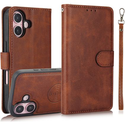 Mobigear Wallet iPhone 16 Plus Hoesje Uitneembare 2in1 Bookcase Portemonnee - Bruin