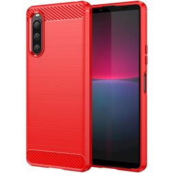 Mobigear Brushed Slim Sony Xperia 10 V Hoesje Flexibel TPU Backcover - Rood