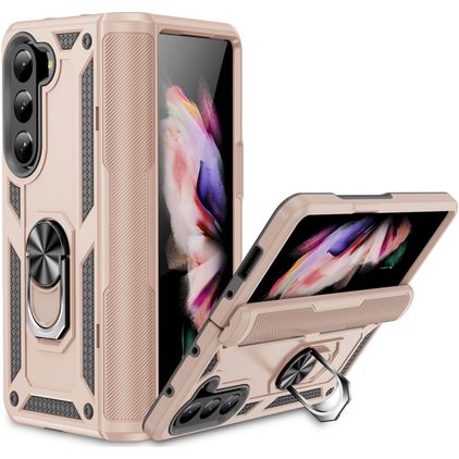 Mobigear Armor Ring Samsung Galaxy Z Fold 5 Hoesje Hardcase Backcover Shockproof met Ringhouder - Goud