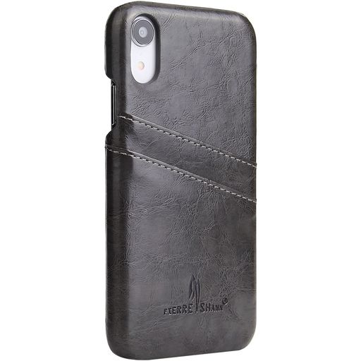 Fierre Shann Premium Card iPhone XR Hoesje Backcover met Pasjeshouder - Zwart