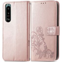 Mobigear clover Sony Xperia 5 IV Hoesje Bookcase Portemonnee - Roségoud