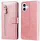 Mobigear Zipper iPhone 17 Hoesje Bookcase Portemonnee - Roségoud