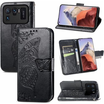 Mobigear Butterfly Xiaomi Mi 11 Ultra Hoesje Bookcase Portemonnee - Zwart