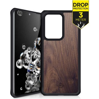 ITSkins HybridFusion Samsung Galaxy S20 Ultra Hoesje Hardcase Backcover Shockproof - Dark Wood