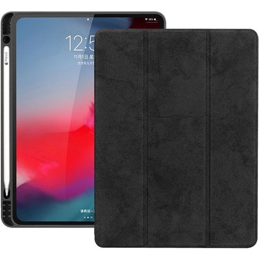 Mobigear Tri-Fold Gel iPad Pro 12.9 Inch (2018) Hoes Bookcase + Stylus Houder - Zwart