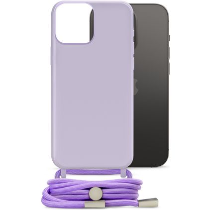 Mobilize Lanyard Gelly iPhone 14 Pro Flexibel TPU Hoesje met koord - Pastel Purple