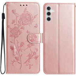 Mobigear Flowers Samsung Galaxy A17 Hoesje Bookcase Portemonnee - Roségoud