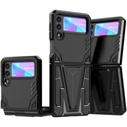 Mobigear Armor Stand Samsung Galaxy Z Flip 3 Hoesje Hardcase Backcover Shockproof met Standaard - Zwart