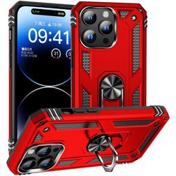 Mobigear Armor Ring iPhone 16 Pro Hoesje Hardcase Backcover Shockproof met Ringhouder - Rood