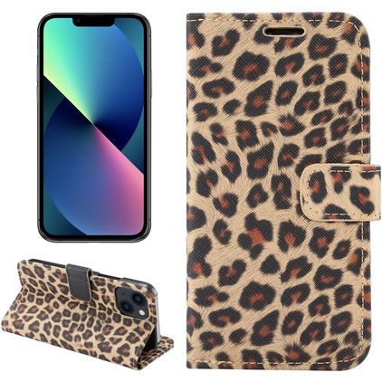 Mobigear Leopard iPhone 14 Hoesje Bookcase Portemonnee - Geel