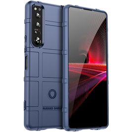 Mobigear Rugged Shield Sony Xperia 10 V Hoesje Flexibel TPU Backcover Shockproof - Blauw