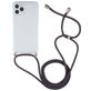 Mobigear Lanyard iPhone 12 Pro Max Flexibel TPU Hoesje met koord - Transparant / Grijs