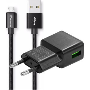 Mobigear Essentials Single USB Oplader Micro USB 1 Meter 12W 2.4A - Zwart