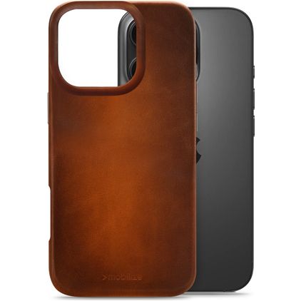 Mobilize Premium iPhone 16 Pro MagSafe Hoesje Echt Leer Backcover - Burned Cognac