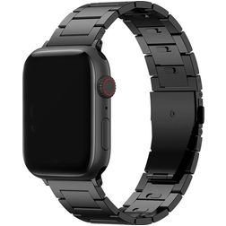 Mobigear Sydney Titanium Apple Watch Bandje Vouwsluiting - 42/41/40/38 mm - Zwart