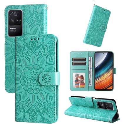 Mobigear Sunflower POCO F4 Hoesje Bookcase Portemonnee - Groen