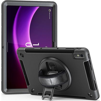 Mobigear SureGrip Lenovo Tab P11 Gen 2 Hoes Hard Kunststof,Siliconen Backcover + Standaard - Zwart