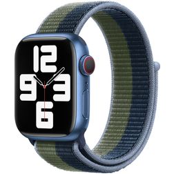 Mobigear Woven Nylon Apple Watch Bandje Klittenbandsluiting - 42/41/40/38 mm - Blauw