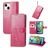Mobigear Clover iPhone 15 Hoesje Bookcase Portemonnee - Magenta