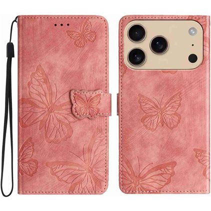Mobigear Butterfly iPhone 17 Pro Hoesje Bookcase Portemonnee - Roze