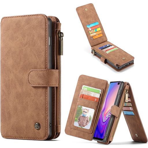 Caseme 007 Samsung Galaxy S10 Plus Hoesje Uitneembare 2in1 Bookcase Portemonnee - Bruin