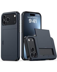 Mobigear Card iPhone 18 Pro Hoesje Hardcase Backcover Shockproof met Pasjeshouder - Blauw