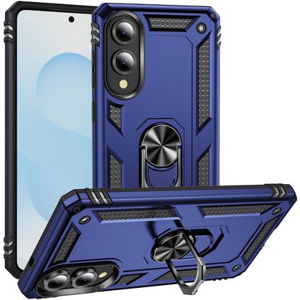 Mobigear Armor Ring Samsung Galaxy S25 Edge Hoesje Hardcase Backcover Shockproof met Ringhouder - Blauw
