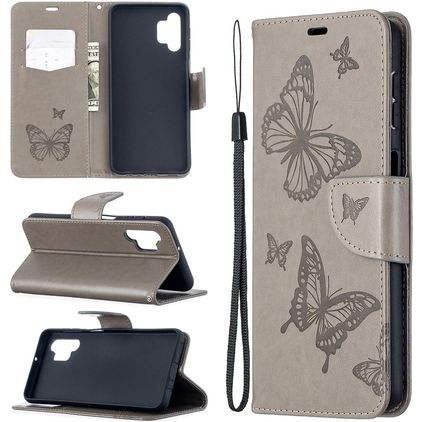 Mobigear Butterfly Samsung Galaxy A32 5G Hoesje Bookcase Portemonnee - Grijs