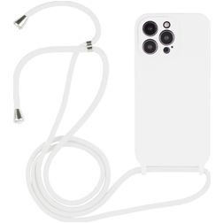 Mobigear Lanyard iPhone 14 Pro Siliconen Hoesje met koord - Wit