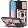 Mobigear Armor Ring Cam Slide Vivo Y21s Hoesje Hardcase Backcover Shockproof met Ringhouder en Camera Slider - Roségoud