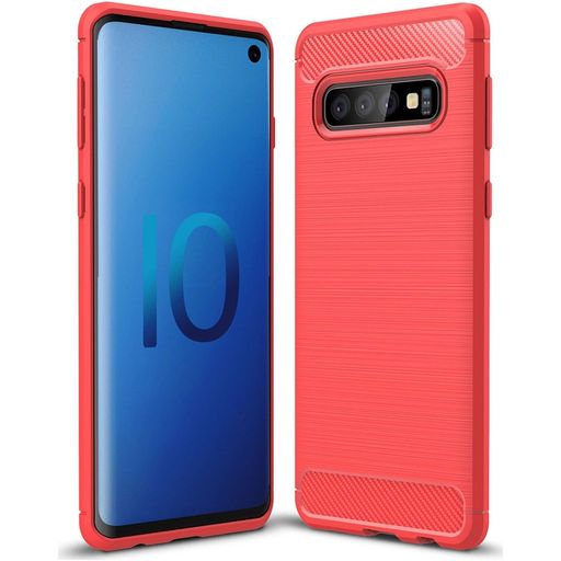 Mobigear Brushed Slim Samsung Galaxy S10 Hoesje Flexibel TPU Backcover - Rood