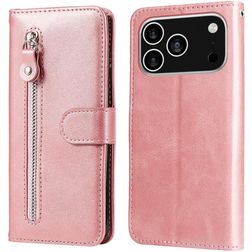 Mobigear Zipper iPhone 17 Pro Hoesje Bookcase Portemonnee - Roségoud