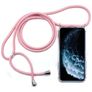 Mobigear Lanyard iPhone 11 Pro Flexibel TPU Hoesje met koord - Transparant / Roze