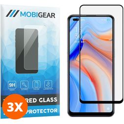 Mobigear Premium OPPO Reno 4 5G Glazen Screenprotector - Case Friendly - Zwart (3-Pack)