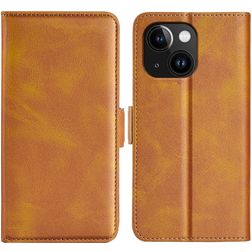 Mobigear Slim Magnet iPhone 15 Hoesje Bookcase Portemonnee - Cognac