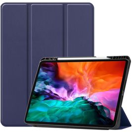 Mobigear Tri-Fold Gel iPad Pro 12.9 Inch (2022) Hoes TPU,Kunstleer Bookcase + Stylus Houder - Blauw