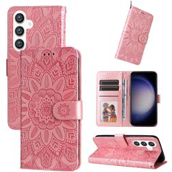 Mobigear Sunflower Samsung Galaxy S24 Plus Hoesje Bookcase Portemonnee - Roségoud
