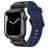 Mobigear Explorer Siliconen Apple Watch Bandje Gespsluiting - 49/46/45/44 mm - Zwart / Blauw