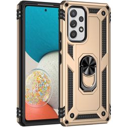 Mobigear Armor Ring Samsung Galaxy A53 Hoesje Hardcase Backcover Shockproof met Ringhouder - Goud