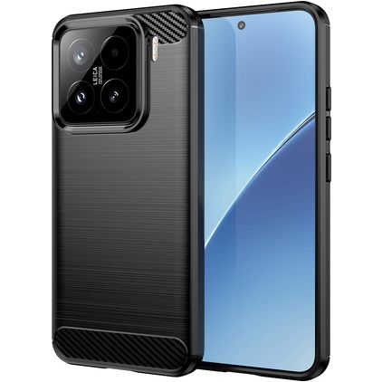 Mobigear Brushed Slim Xiaomi 15 Hoesje Flexibel TPU Backcover - Zwart