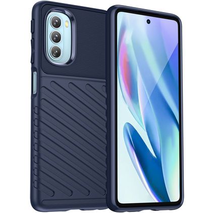 Mobigear Groove Motorola Moto G51 5G Hoesje Flexibel TPU Backcover - Blauw