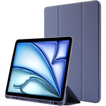Mobigear Tri-Fold Gel iPad Air 11 Inch (2024) Hoes TPU,Kunstleer Bookcase + Stylus Houder - Paars