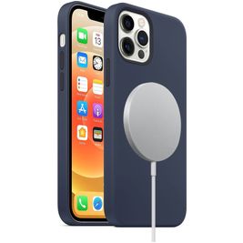 Mobigear Rubber Touch iPhone 12 Siliconen MagSafe Hoesje Backcover - Marineblauw