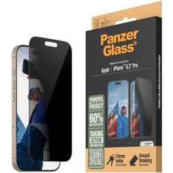 PanzerGlass Ultra-Wide Fit Privacy iPhone 16 Pro Glazen Screenprotector Privacy - Case Friendly - Zwart