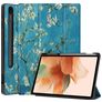 Mobigear Tri-Fold Gel Samsung Galaxy Tab S7 FE Hoes TPU,Kunstleer Bookcase + Stylus Houder - Amandelbloesem