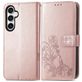Mobigear Clover Samsung Galaxy S23 FE Hoesje Bookcase Portemonnee - Roségoud